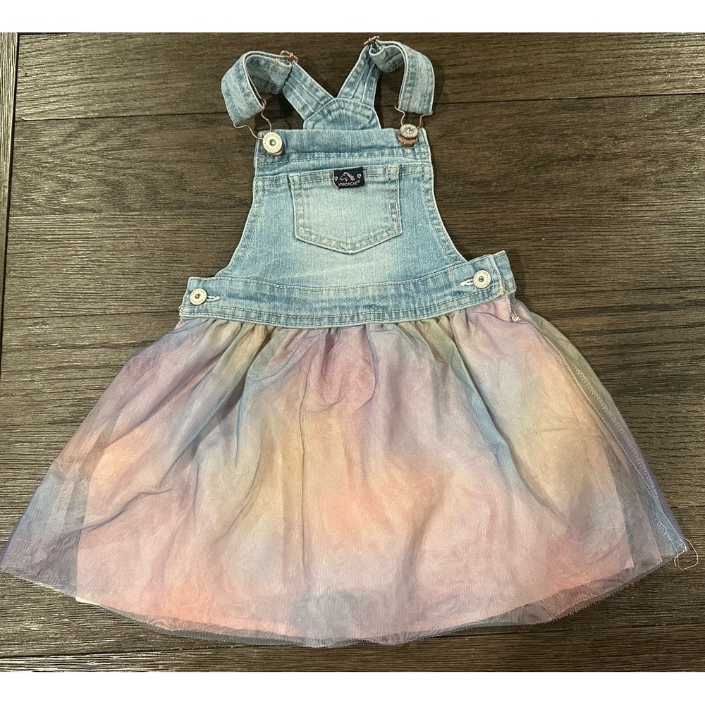 Jordache Little Girl Jean Overall Dress with sparkle Skirt Sz 4T Country Western
